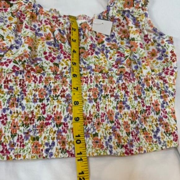 Cottage Core Crop Top Women LG Floral Tie Smock‎ Milk Maid Feminine Prairie Mine - Picture 7 of 7